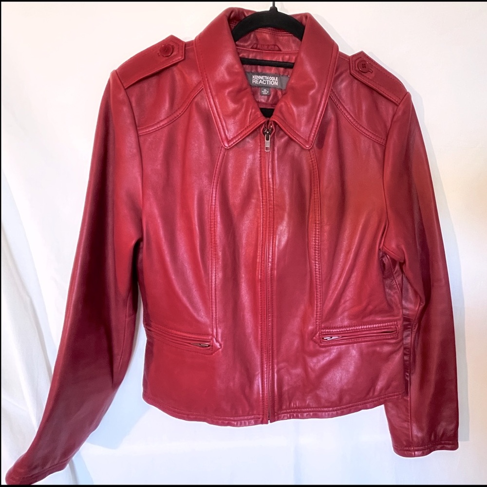 Kenneth Cole Red Leather Jacket XL